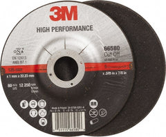 3M - 36 Grit, 5" Wheel Diam, 7/8" Arbor Hole, Type 27 Depressed Center Wheel - Ceramic, Resinoid Bond, R Hardness, 12,250 Max RPM - Exact Tooling