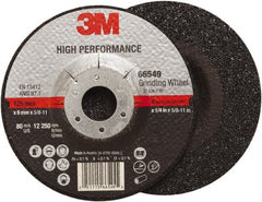3M - 36 Grit, 5" Wheel Diam, 1/4" Wheel Thickness, Type 27 Depressed Center Wheel - Ceramic, Resinoid Bond, 12,250 Max RPM, Compatible with Angle Grinder - Exact Tooling