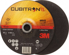 3M - 60 Grit, 7" Wheel Diam, 7/8" Arbor Hole, Type 27 Depressed Center Wheel - Ceramic, Resinoid Bond, S Hardness, 8,500 Max RPM - Exact Tooling