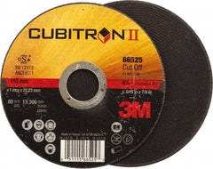 3M - 4-1/2" 60 Grit Ceramic Cutoff Wheel - 0.045" Thick, 7/8" Arbor, 13,300 Max RPM, Use with Angle Grinders - Exact Tooling