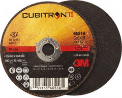 3M - 3" 36 Grit Ceramic Cutoff Wheel - 0.06" Thick, 3/8" Arbor, 25,465 Max RPM, Use with Angle Grinders - Exact Tooling