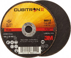3M - 3" 60 Grit Ceramic Cutoff Wheel - 0.035" Thick, 1/4" Arbor, 25,465 Max RPM, Use with Angle Grinders - Exact Tooling