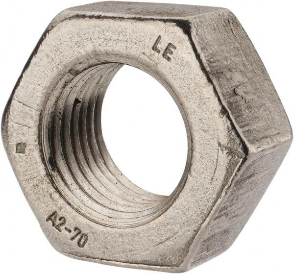 Value Collection - M33x3.50 Metric Coarse Stainless Steel Right Hand Hex Nut - 50mm Across Flats, 26mm High, Uncoated - Exact Tooling