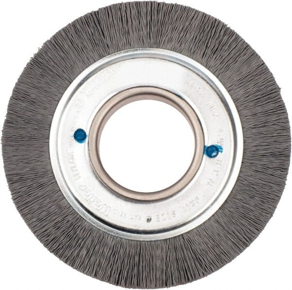 Weiler - 6" OD, 2" Arbor Hole, Crimped Nylon Wheel Brush - 1" Face Width, 1-1/4" Trim Length, 0.018" Filament Diam, 3,600 RPM - Exact Tooling