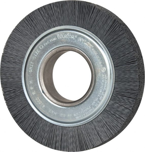 Weiler - 6" OD, 2" Arbor Hole, Crimped Nylon Wheel Brush - 1" Face Width, 1-1/4" Trim Length, 0.022" Filament Diam, 3,600 RPM - Exact Tooling