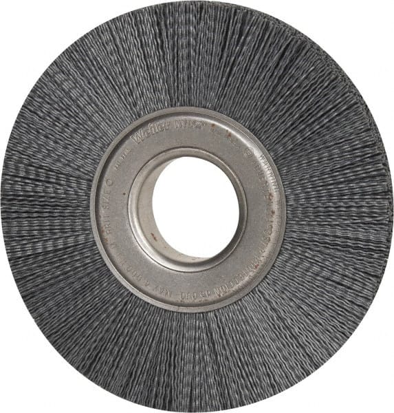 Weiler - 8" OD, 2" Arbor Hole, Crimped Nylon Wheel Brush - 1" Face Width, 2-1/4" Trim Length, 0.035" Filament Diam, 3,600 RPM - Exact Tooling
