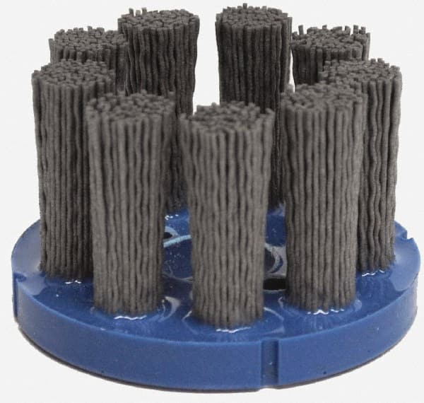 Weiler - 8" 80 Grit Silicon Carbide Disc Brush - Medium Grade, Plain Hole Connector, 1-1/2" Trim Length, 7/8" Arbor Hole - Exact Tooling
