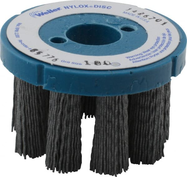 Weiler - 3" 180 Grit Silicon Carbide Crimped Disc Brush - Very Fine Grade, Plain Hole Connector, 1-1/2" Trim Length, 7/8" Arbor Hole - Exact Tooling
