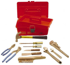 Ampco - 11 Piece Nonsparking Tool Set - Comes in Tool Box - Exact Tooling