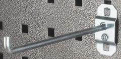 Triton - 3/16" Diam, 2" Long Single Angled End Pegboard Hook - 2-3/8" Projection, 90° Bend, 5/8" Bend Length, Steel - Exact Tooling