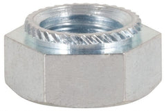 Electro Hardware - M3x0.50, 1mm Min Panel Thickness, Hex Head, Clinch Captive Nut - 5.5mm Head Diam, 4.5mm Mounting Hole Diam, 2.1mm Head Height, Zinc Plated Steel - Exact Tooling