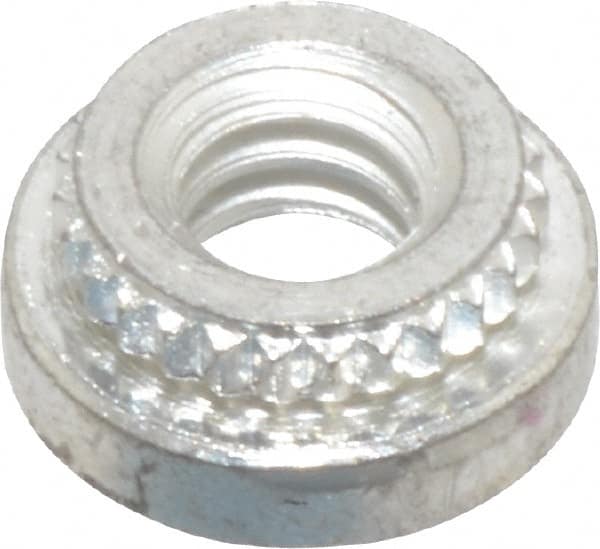 Electro Hardware - #6-32, 0.0599" Min Panel Thickness, Round Head, Broach Captive Nut - 0.281" Head Diam, 0.213" Mounting Hole Diam, 0.065" Head Height, Tin Plated Steel - Exact Tooling