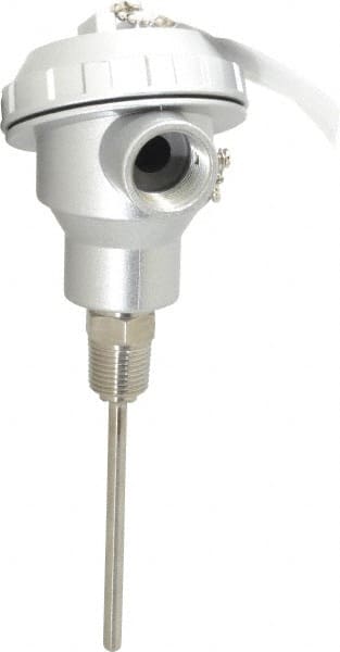 Thermo Electric - -148 to 900°F, 100 OMS Industrial RTD, Thermocouple Probe - 1/2 Inch Hex Mount, 4 Inch Probe Sheath Length, 10 Sec Response Time - Exact Tooling