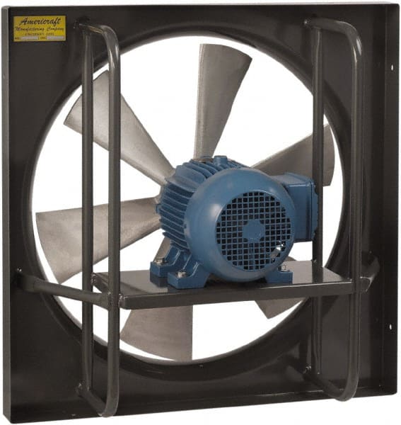 Americraft - 20" Blade, Direct Drive, 1 hp, 6,900 CFM, TEFC Exhaust Fan - 24-1/2" Opening Height x 24-1/2" Opening Width, 3.6/1.8 Amp, 230/460 Volt, 1 Speed, Three Phase - Exact Tooling