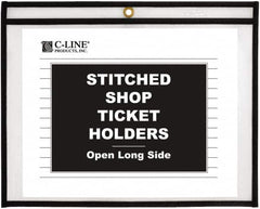 C-LINE - 25 Piece Clear Stitched Shop Ticket Holder-Open Long Side - 11" High x 8-1/2" Wide - Exact Tooling