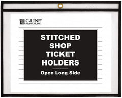 C-LINE - 25 Piece Clear Stitched Shop Ticket Holder-Open Long Side - 12" High x 9" Wide - Exact Tooling