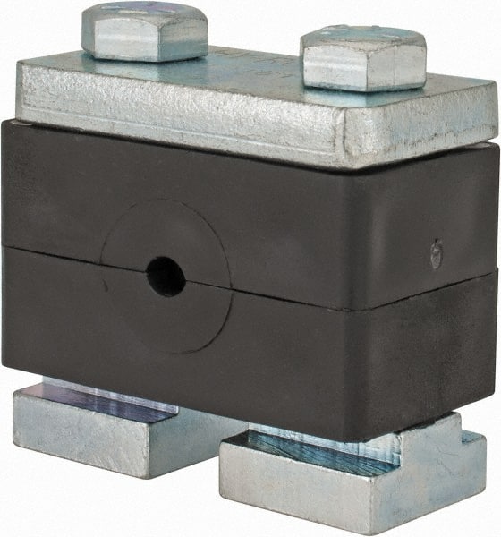HYDAC - 2.87" Wide x 1.89" High x 1.18" Deep, Polypropylene Heavy Duty C-Rail Mount Vibration-Control Clamp - Carbon Steel Plate, Mount with C-Rail Nuts, Top plates, Clamp Pairs, and Bolts - Exact Tooling