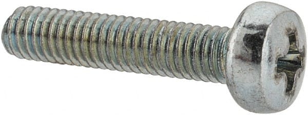 Value Collection - M3x0.50, 14mm Length Under Head Phillips Drive Machine Screw - Pan Head, Grade 4.8 Steel, Zinc-Plated Finish, Without Washer - Exact Tooling