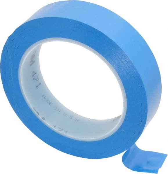 3M - Blue Solid Color Vinyl Tape - 1" Wide x 108' Long x 5.2 mil Thick, General Traffic - Exact Tooling