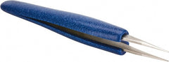 Aven - 4-3/4" OAL OO-SA Ergonomic Cushion Grip Tweezers - Straight, Strong, Regular Tips - Exact Tooling