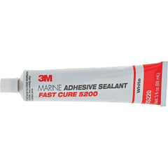 3M - 3 oz Tube White Polyurethane Marine Adhesive Sealant - 190°F Max Operating Temp, 60 min Tack Free Dry Time - Exact Tooling