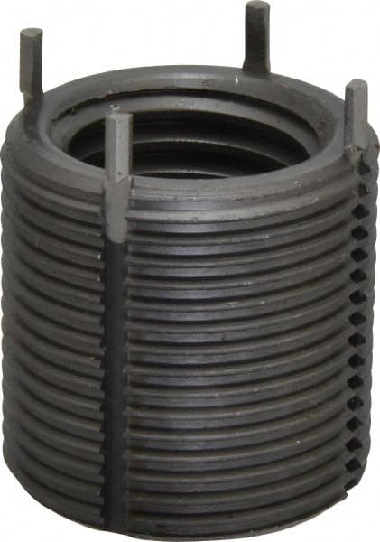 Jergens - 1-8 Internal, 1-3/8 - 12 External, UNC, 1-3/8" Insert Length, Heavy Duty Keylocking Thread Inserts - Carbon Steel, Zinc Phosphate Finish, Grade C1215, 2B Internal Class of Fit, 2A External Class of Fit, Use Tool 215-064711 - Exact Tooling