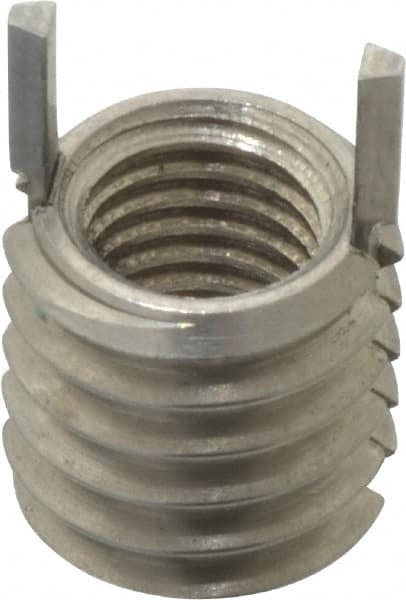 Jergens - 1/4-28 Internal, 3/8-16 External, UNF, 9.4mm Insert Length, Thin Wall Keylocking Thread Inserts - Stainless Steel, Passivated Finish, Grade 303, 2B Internal Class of Fit, 2A External Class of Fit, Use Tool 215-064722 - Exact Tooling