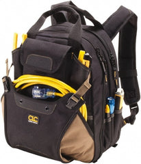 CLC - 44 Pocket Black & Khaki Polyester Backpack Tool Bag - 13" Wide x 7-1/2" Deep x 16" High - Exact Tooling