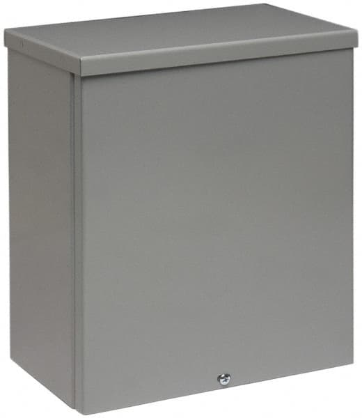 Cooper B-Line - Steel Junction Box Enclosure Screw Flat Cover - NEMA 3R, 12" Wide x 12" High x 6" Deep, Rainproof - Exact Tooling