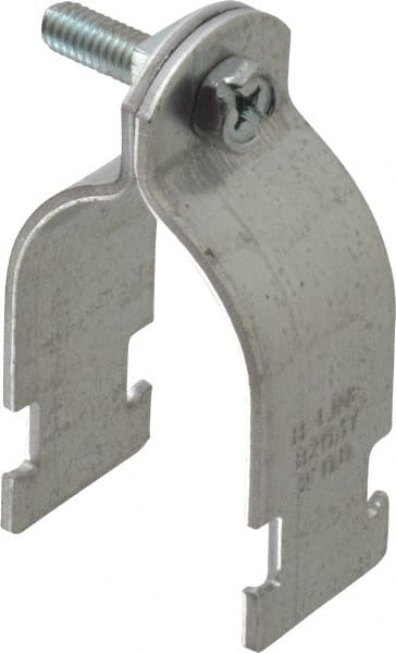 Cooper B-Line - 2" Pipe, 12 Gauge, Grade ASTM A1011," Pipe or Conduit Clamp - Zinc Plated, 800 Lb Capacity, All Conduit - Exact Tooling