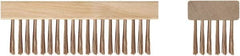 Ampco - 19 Rows x 6 Columns Bronze Scratch Brush - 7-1/4" OAL, 1-3/4" Trim Length, Wood Straight Handle - Exact Tooling