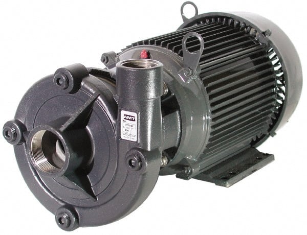 American Machine & Tool - 230/460 Volt, 3 Phase, 3 HP, Stainless Steel Straight Pump - 2 Inch Inlet, 1-1/2 Inch Outlet, Stainless Steel Impeller, Viton Seal - Exact Tooling