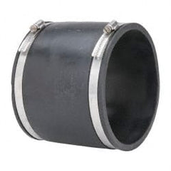 Made in USA - 6" PVC Flexible Pipe Coupling with Clamp - 6" Long, Pipe x Pipe, Stainless Steel Clamp - Exact Tooling