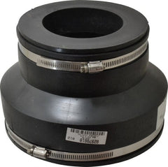 Made in USA - 8 x 4" PVC Flexible Pipe Coupling with Clamp - 6" Long, Pipe x Pipe, Stainless Steel Clamp - Exact Tooling