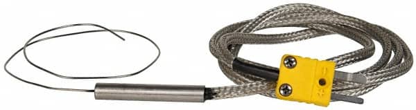 Thermo Electric - 0 to 2012°F, K Flexible, Thermocouple Probe - 3 Ft. Cable Length, Mini Connector, 12 Inch Probe Sheath Length, 4 Sec Response Time - Exact Tooling