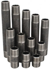 Made in USA - 66 Piece, 1/2" Pipe, Black Finished Steel Pipe Nipple Set - Schedule 40, (6) Close, (6) 1-1/2, (6) 2, (6) 2-1/2, (6) 3, (6) 3-1/2, (6) 4, (6) 4-1/2, (6) 5, (6) 5-1/2, (6) 6 - Exact Tooling