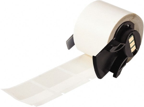 Brady - 1-1/2" Wide x 1-1/2" Long, Clear/White Vinyl Cable Tag - For BMP61 Labeling System, BMP71 Label Printer, TLS 2200 Thermal Labeling System, TLS-pc Link Thermal Labeling System - Exact Tooling