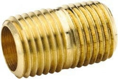 Parker - 1/2 Male Thread, Brass Industrial Pipe Close Nipple - MNPTF, 1,000 psi - Exact Tooling