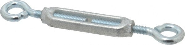 Made in USA - 144 Lb Load Limit, 3/8" Thread Diam, 2-7/8" Take Up, Malleable Iron Eye & Eye Turnbuckle - 3-7/8" Body Length, 1/4" Neck Length, 7-1/2" Closed Length - Exact Tooling