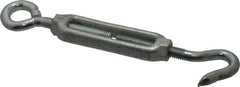 Made in USA - 144 (Eye) & 174 (Hook) Lb Load Limit, 3/8" Thread Diam, 2-7/8" Take Up, Malleable Iron Hook & Eye Turnbuckle - 3-7/8" Body Length, 1/4" Neck Length, 7-1/2" Closed Length - Exact Tooling