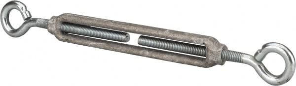 Made in USA - 144 Lb Load Limit, 3/8" Thread Diam, 2-7/8" Take Up, Aluminum Eye & Eye Turnbuckle - 6-7/8" Body Length, 1/4" Neck Length, 11-3/8" Closed Length - Exact Tooling