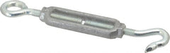 Made in USA - 112 (Hook) & 96 (Eye) Lb Load Limit, 5/16" Thread Diam, 2-9/16" Take Up, Aluminum Hook & Eye Turnbuckle - 3-7/16" Body Length, 7/32" Neck Length, 6-3/4" Closed Length - Exact Tooling