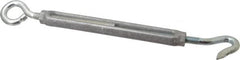 Made in USA - 144 (Eye) & 174 (Hook) Lb Load Limit, 3/8" Thread Diam, 2-7/8" Take Up, Aluminum Hook & Eye Turnbuckle - 6-7/8" Body Length, 1/4" Neck Length, 11-3/8" Closed Length - Exact Tooling