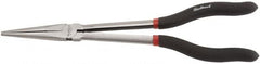 Blackhawk by Proto - 11-3/4" OAL, 2-53/64" Jaw Length x 11/16" Jaw Width, Long Nose Needle Nose Long Reach Pliers - Straight Jaw, Plastic Handles - Exact Tooling