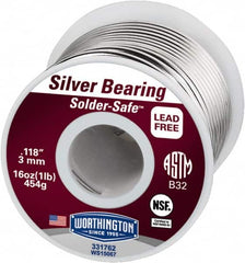 Worthington - 0.1180 Inch Diameter, Tin and Copper with some Silver, Silver Bearing Lead Free Solder - 1 Lb. - Exact Tooling
