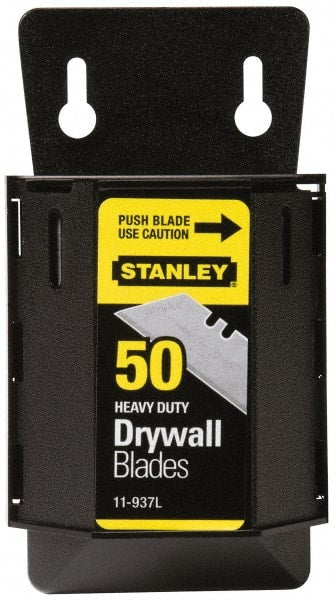 Stanley - 50 Piece Carbon Steel Drywall Utility Blade - 59mm OAL, 0.024" Blade Thickness - Exact Tooling