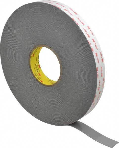 3M - 1" x 36 Yd Acrylic Adhesive Double Sided Tape - 45 mil Thick, Gray, Acrylic Foam Liner, Continuous Roll, Series 4941 - Exact Tooling