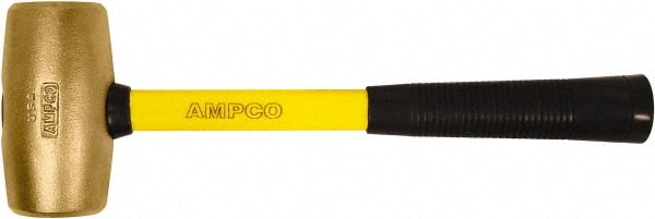 Ampco - 2 Lb Head Mallet - 14" OAL, 14" Long Fiberglass Handle with Grip - Exact Tooling