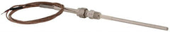 Thermo Electric - 0 to 750°F, T Pipe Fitting, Thermocouple Probe - 6 Ft. Cable Length, Stripped Ends, 9 Sec Response Time - Exact Tooling