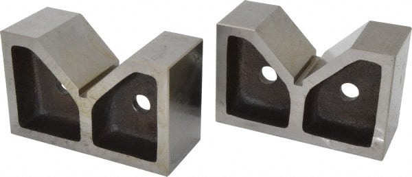 Value Collection - 3 to 3-17/32" Capacity, 90° Angle, Cast Iron V-Block - 7" Long x 3" Wide x 4-17/32" High, Sold as Matched Pair - Exact Tooling